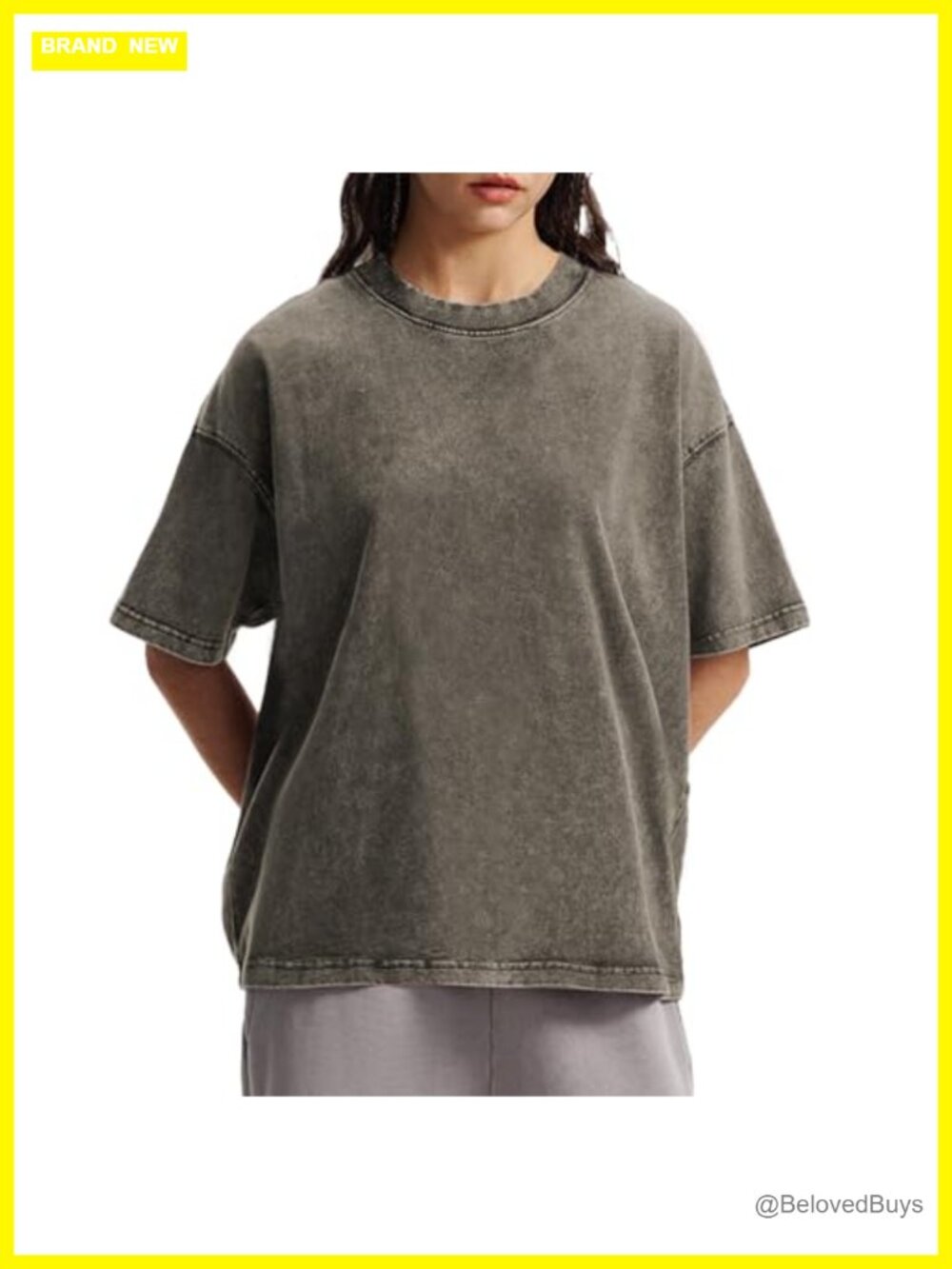 Oversized Boxy Acid Wash Cropped Cotton Tee Crew Neck Short Sleeve Vintage